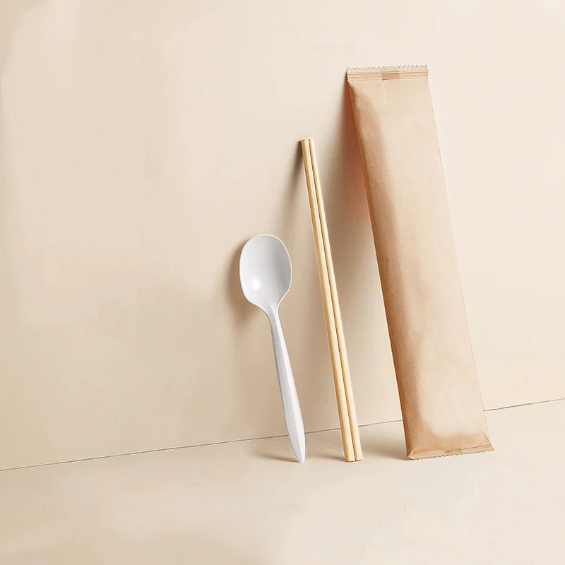 Baguettes jetables en bambou, vaisselle pour aliments à emporter, ensemble de films en papier dégradables, 2 pièces